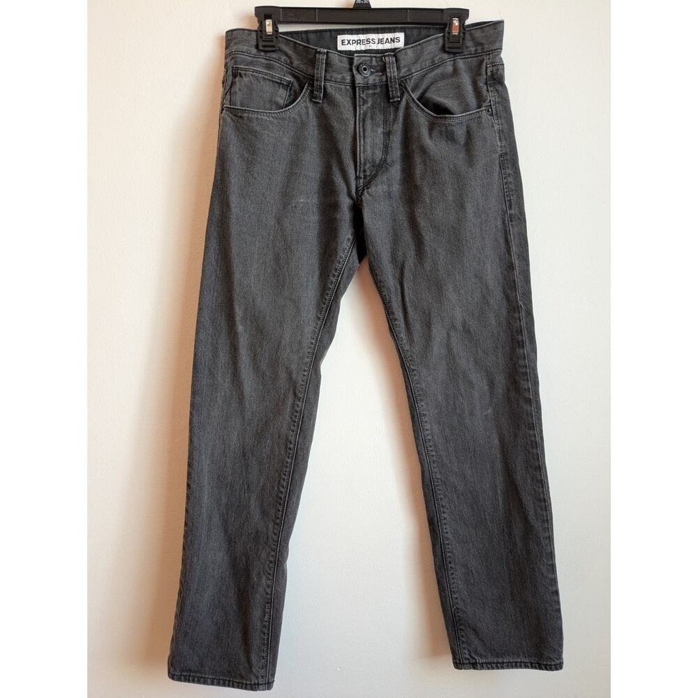 Express Rocco Slim Fit Straight Leg Jeans Men's Cotton Black Denim 30x32 - Picture 2 of 8